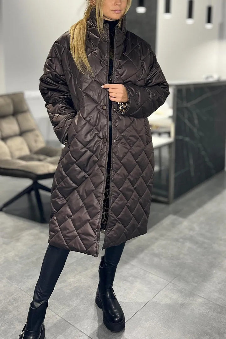 Karla - Abrigo Reversible Acolchado Leopardo