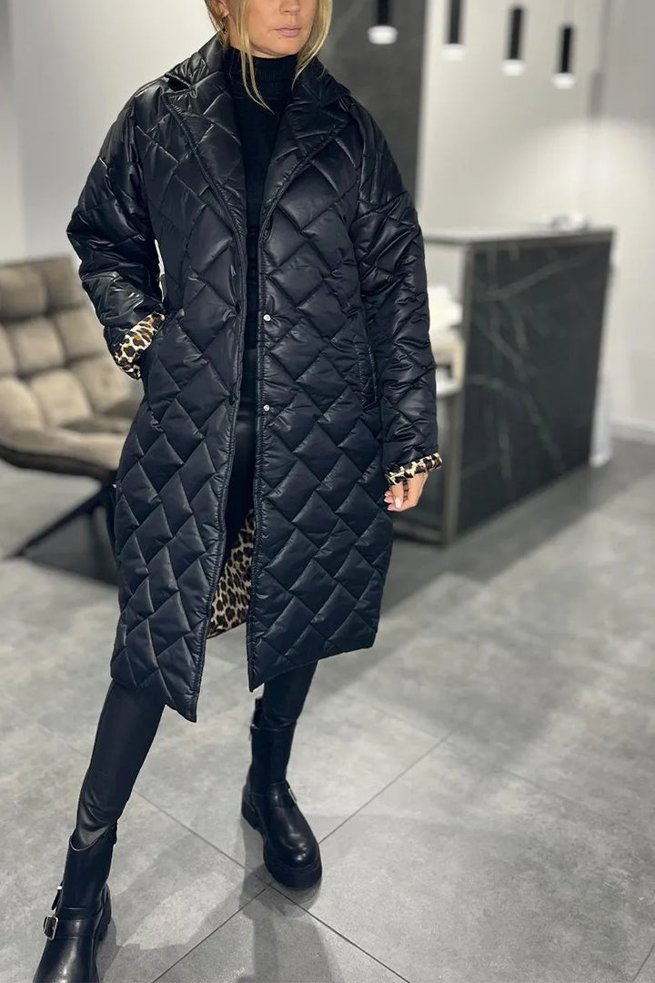 Karla - Abrigo Reversible Acolchado Leopardo