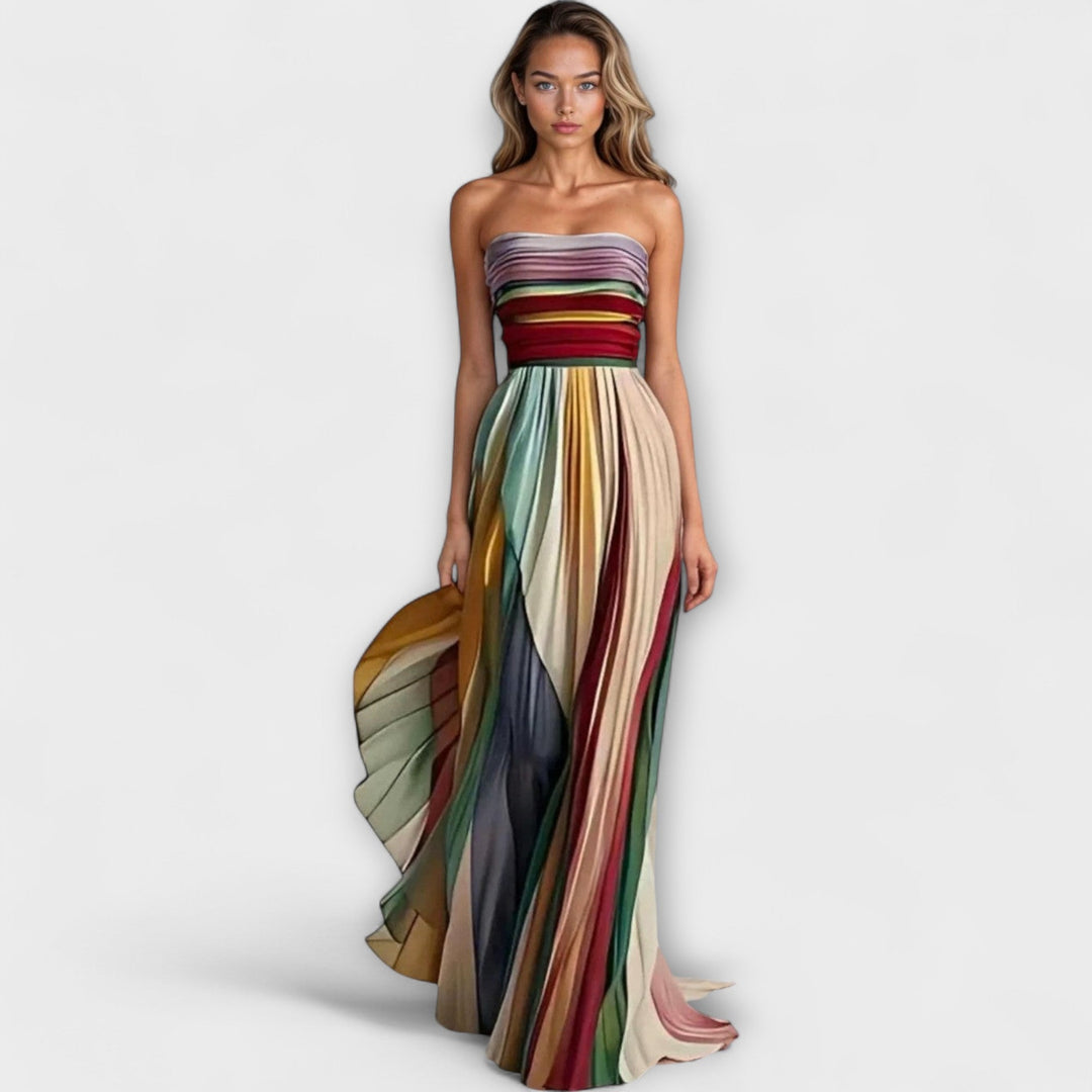 Edna - Vestido Largo Multicolor Drapeado