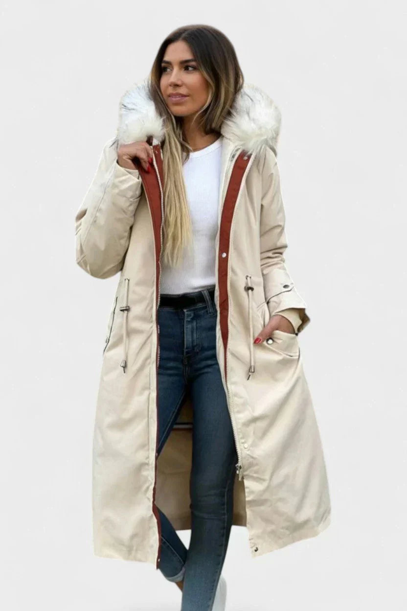 Violeta - Parka Otoño Capucha Cuello Suave