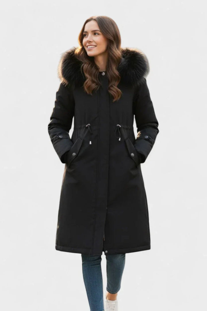 Violeta - Parka Otoño Capucha Cuello Suave