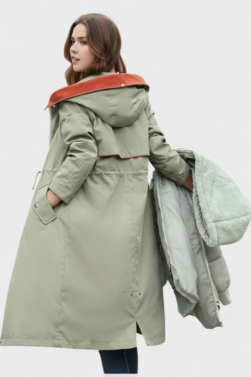 Violeta - Parka Otoño Capucha Cuello Suave