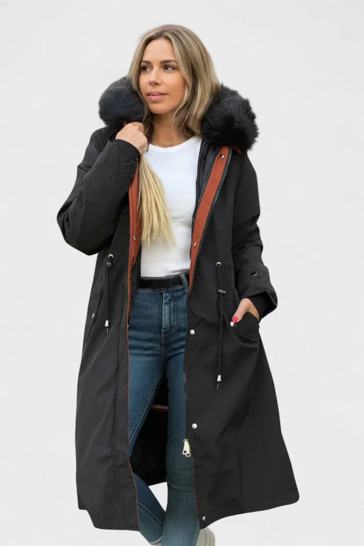 Violeta - Parka Otoño Capucha Cuello Suave