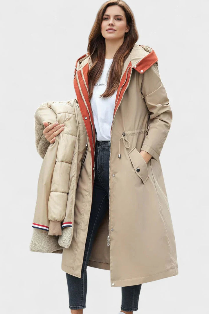 Violeta - Parka Otoño Capucha Cuello Suave