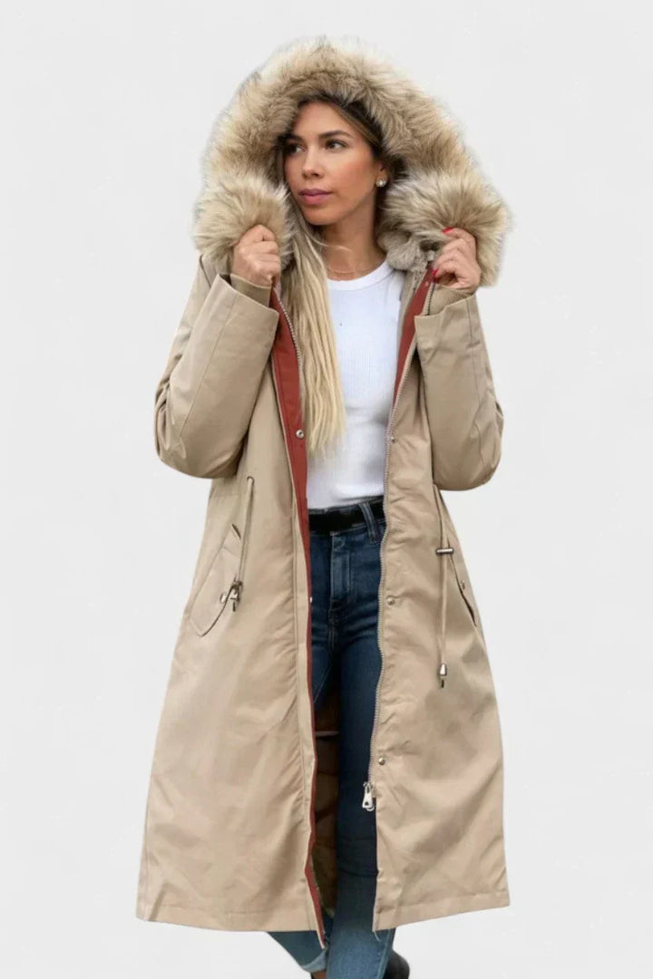 Violeta - Parka Otoño Capucha Cuello Suave