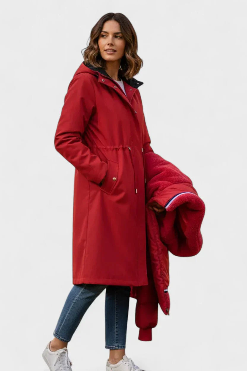 Violeta - Parka Otoño Capucha Cuello Suave