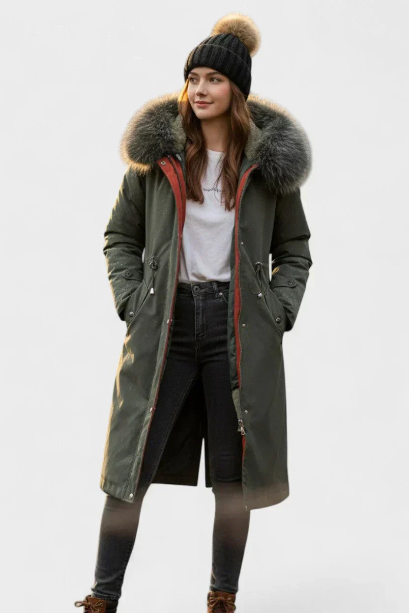 Violeta - Parka Otoño Capucha Cuello Suave