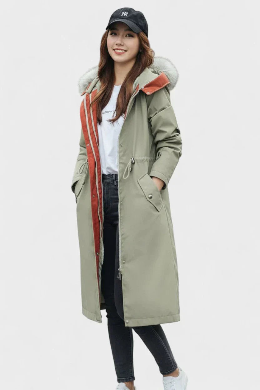 Violeta - Parka Otoño Capucha Cuello Suave